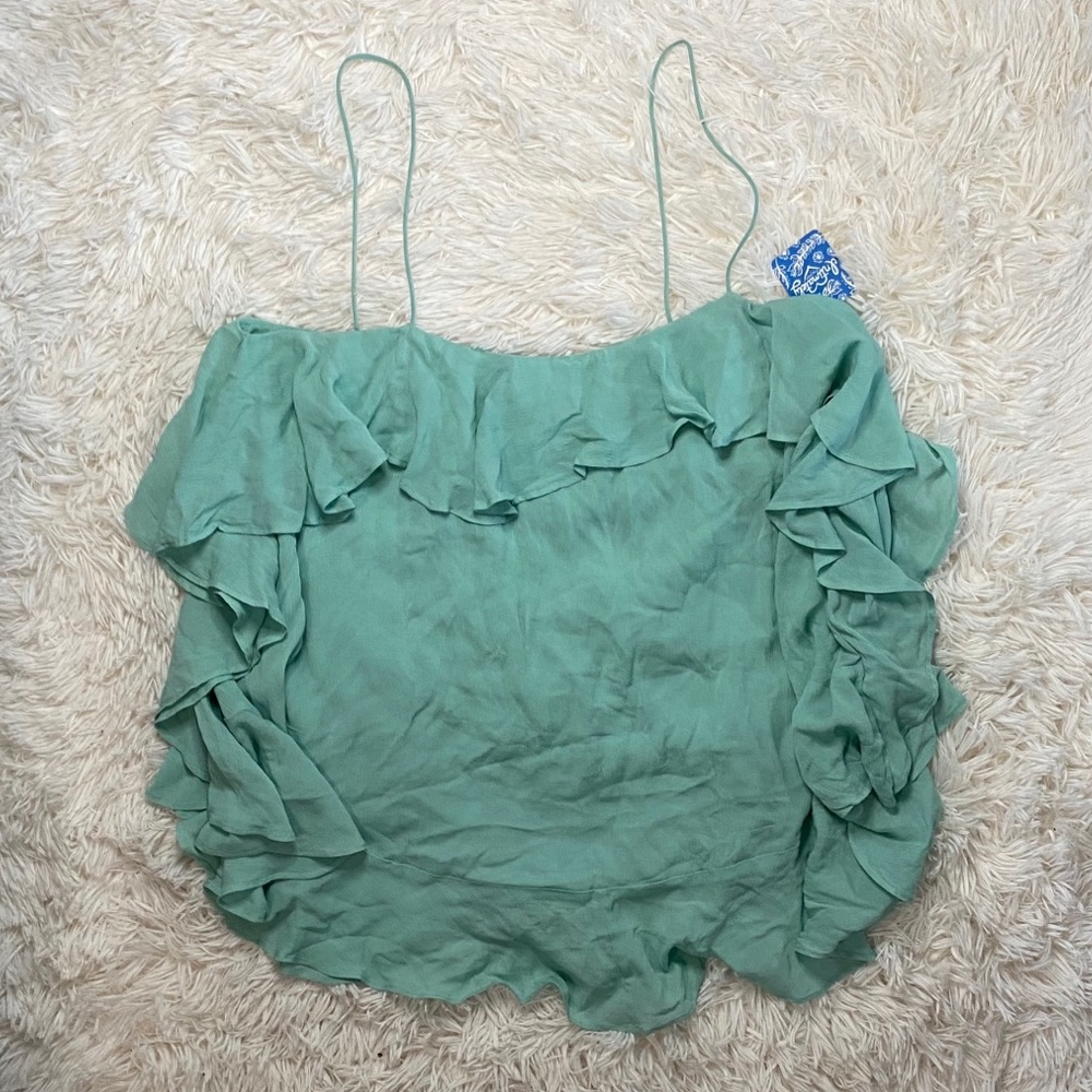 Spaghetti Strap Ruffle Blouse